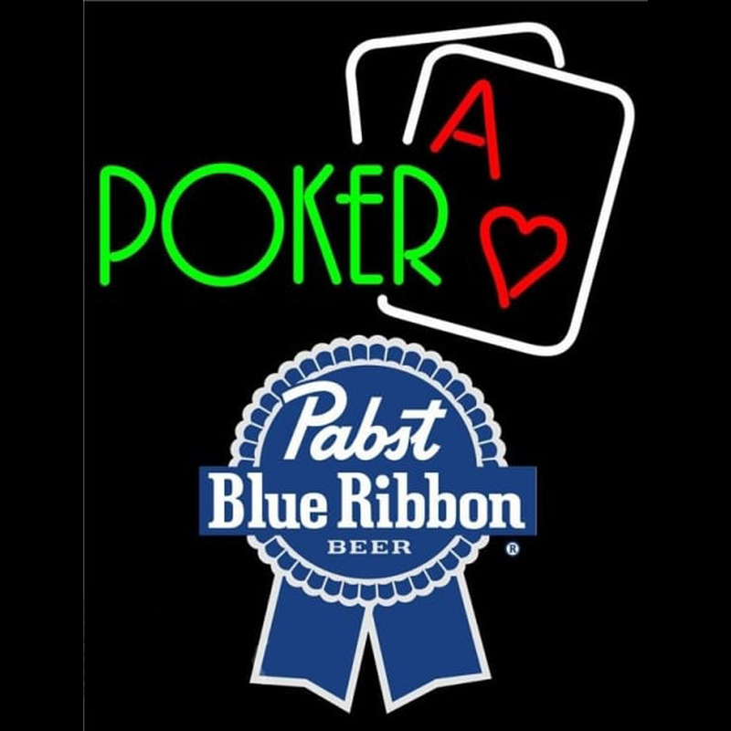 Pabst Blue Ribbon Green Poker Beer Sign Neontábla