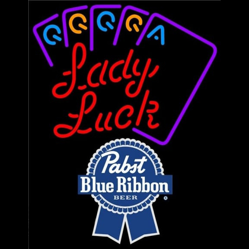 Pabst Blue Ribbon Lady Luck Series Beer Sign Neontábla