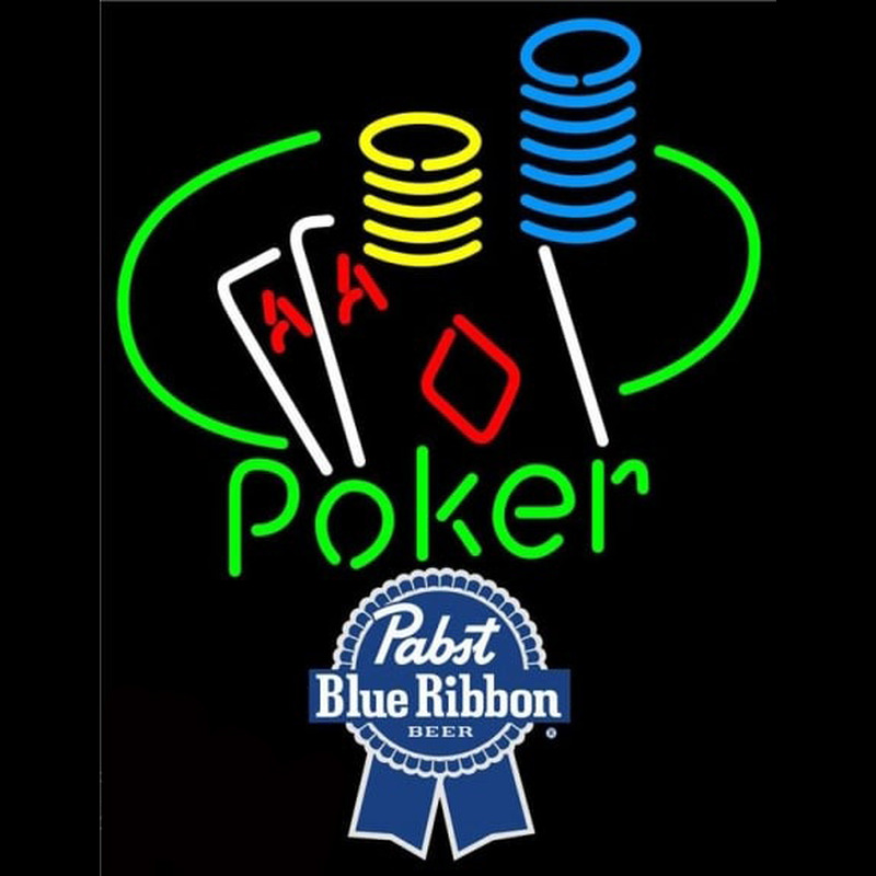 Pabst Blue Ribbon Poker Ace Coin Table Beer Sign Neontábla