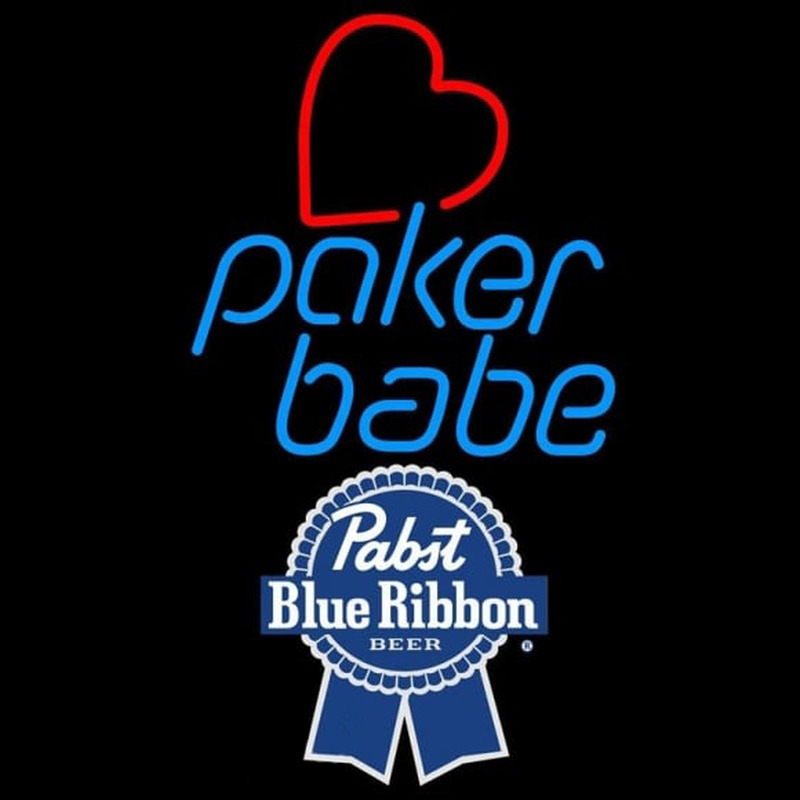 Pabst Blue Ribbon Poker Girl Heart Babe Beer Sign Neontábla