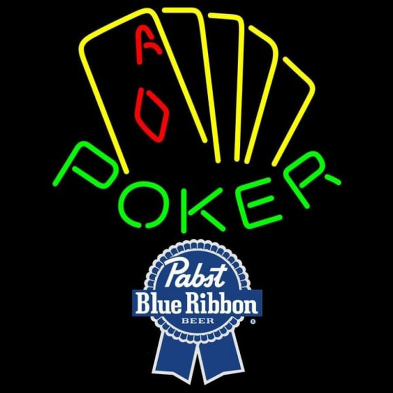 Pabst Blue Ribbon Poker Yellow Beer Sign Neontábla