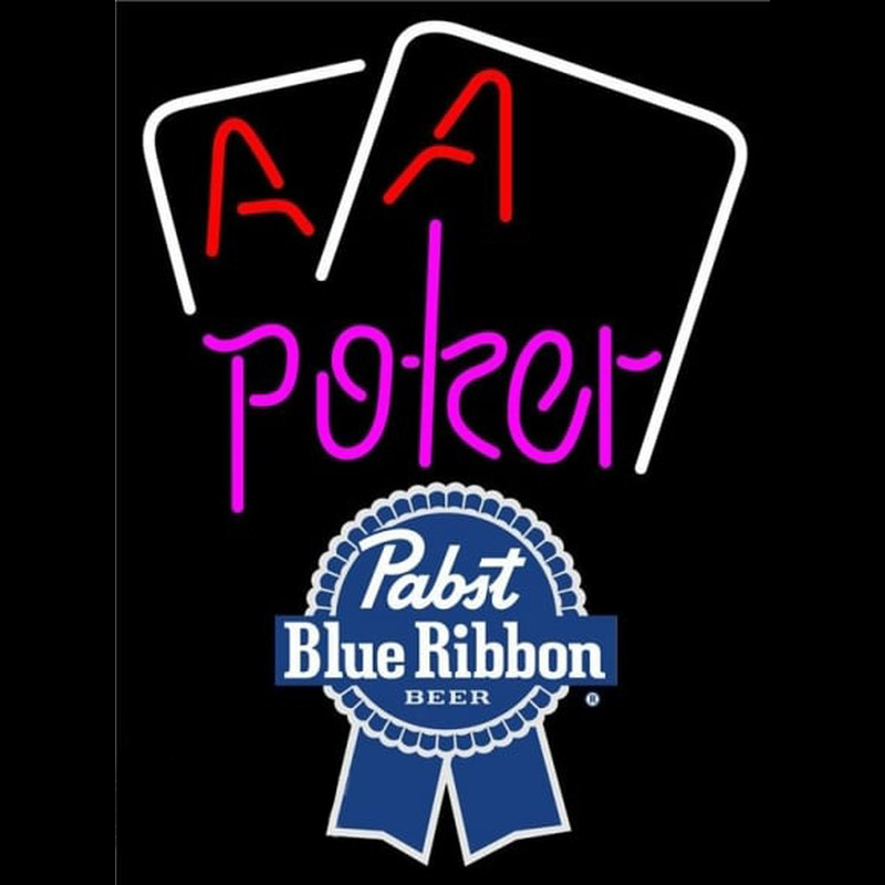 Pabst Blue Ribbon Purple Lettering Red Aces White Cards Beer Sign Neontábla