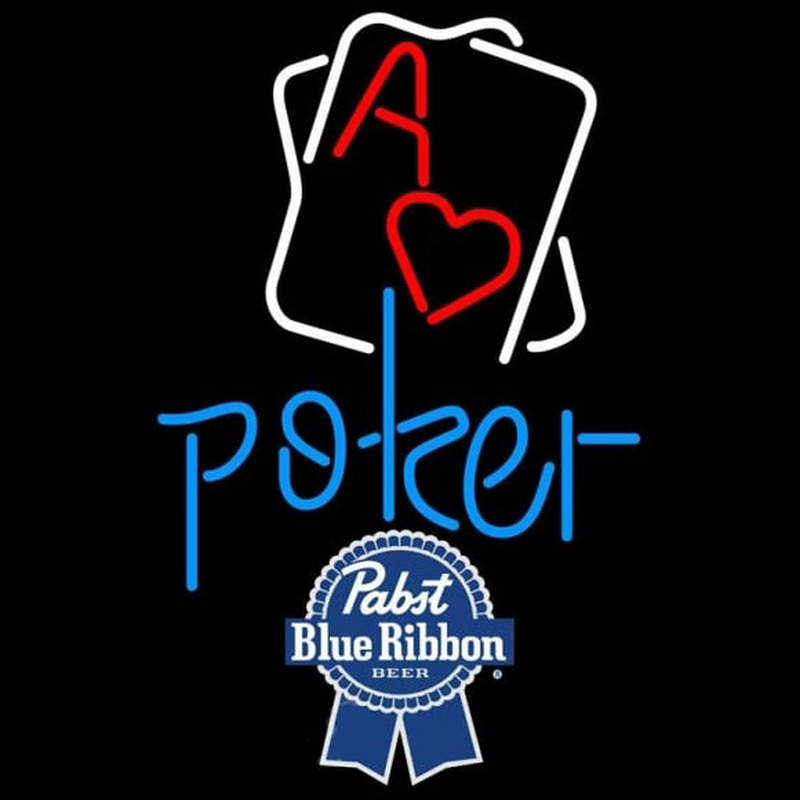 Pabst Blue Ribbon Rectangular Black Hear Ace Beer Sign Neontábla