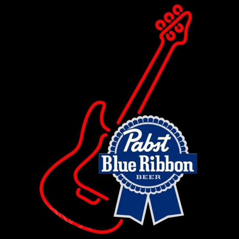 Pabst Blue Ribbon Red Guitar Beer Sign Neontábla