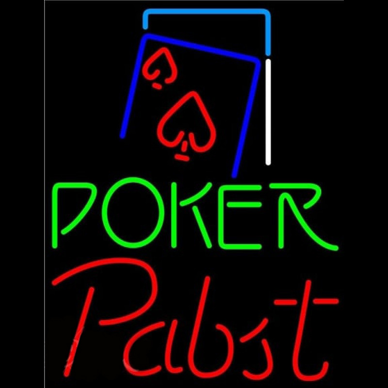 Pabst Green Poker Red Heart Beer Sign Neontábla