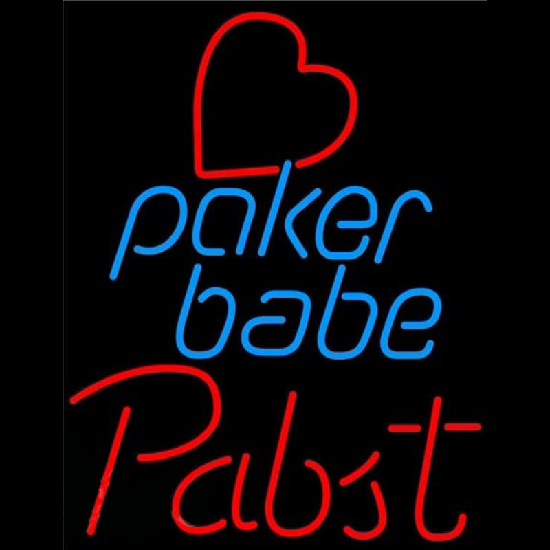 Pabst Poker Girl Heart Babe Beer Sign Neontábla