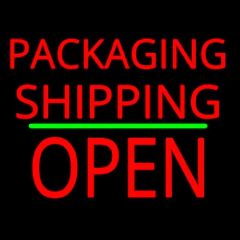 Packaging Shipping Open Block Green Line Neontábla