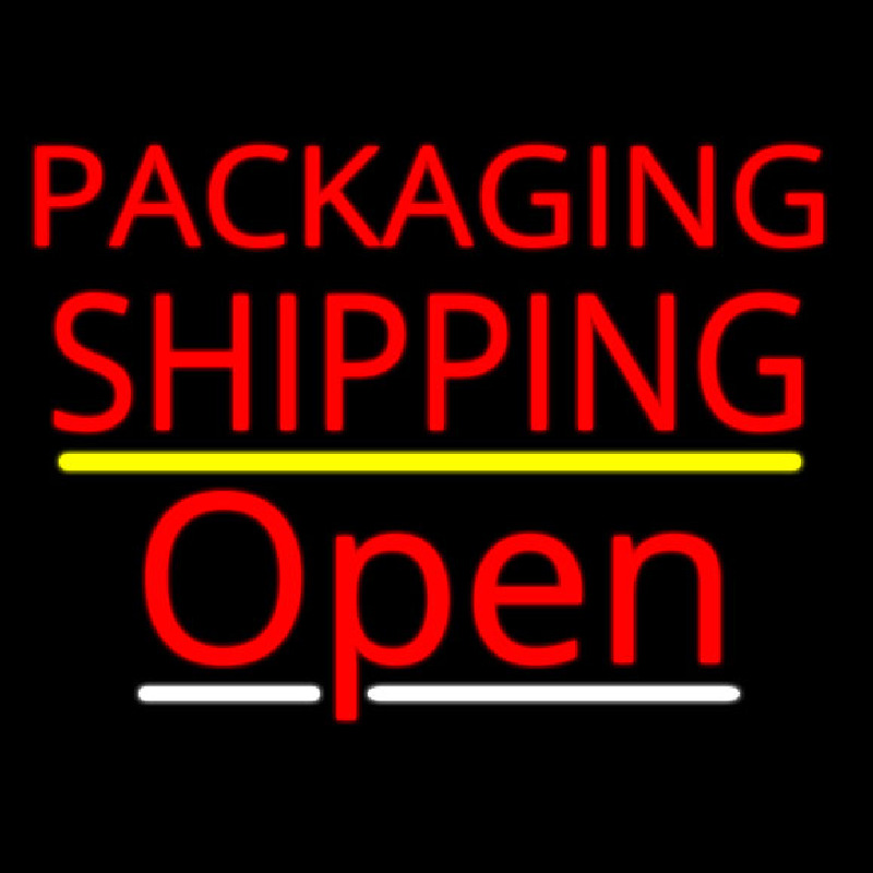 Packaging Shipping Open Yellow Line Neontábla