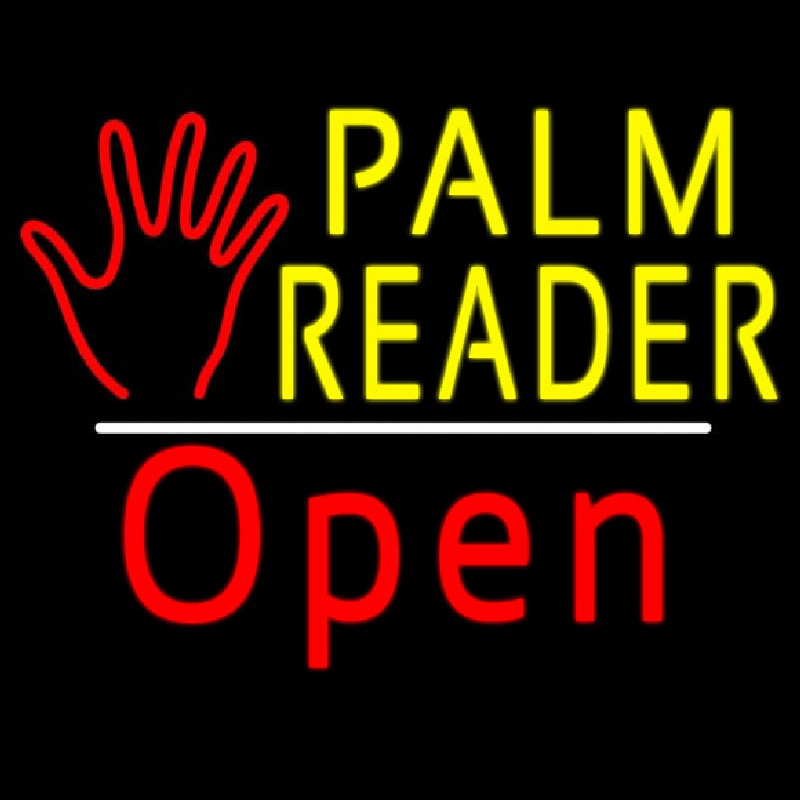 Palm Reader Logo Open White Line Neontábla