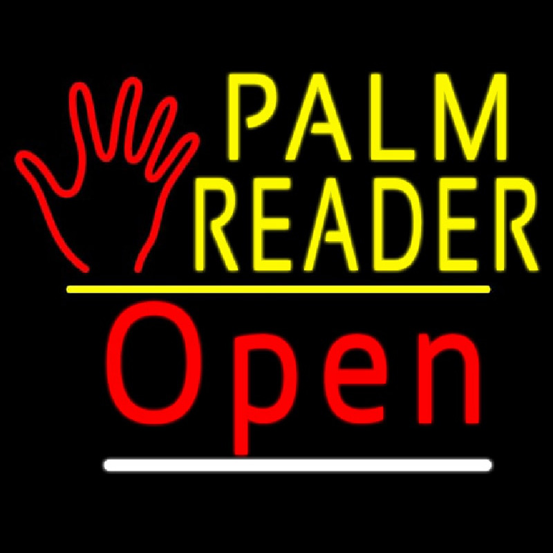 Palm Reader Logo Open Yellow Line Neontábla