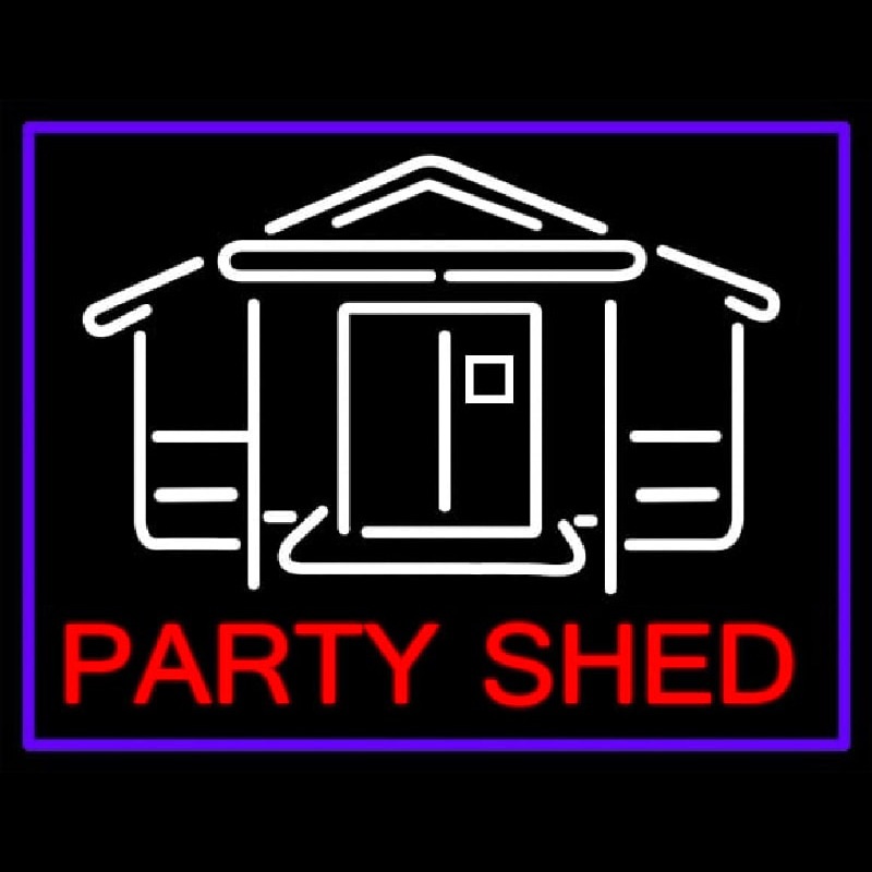Party Shed With Blue Border Neontábla