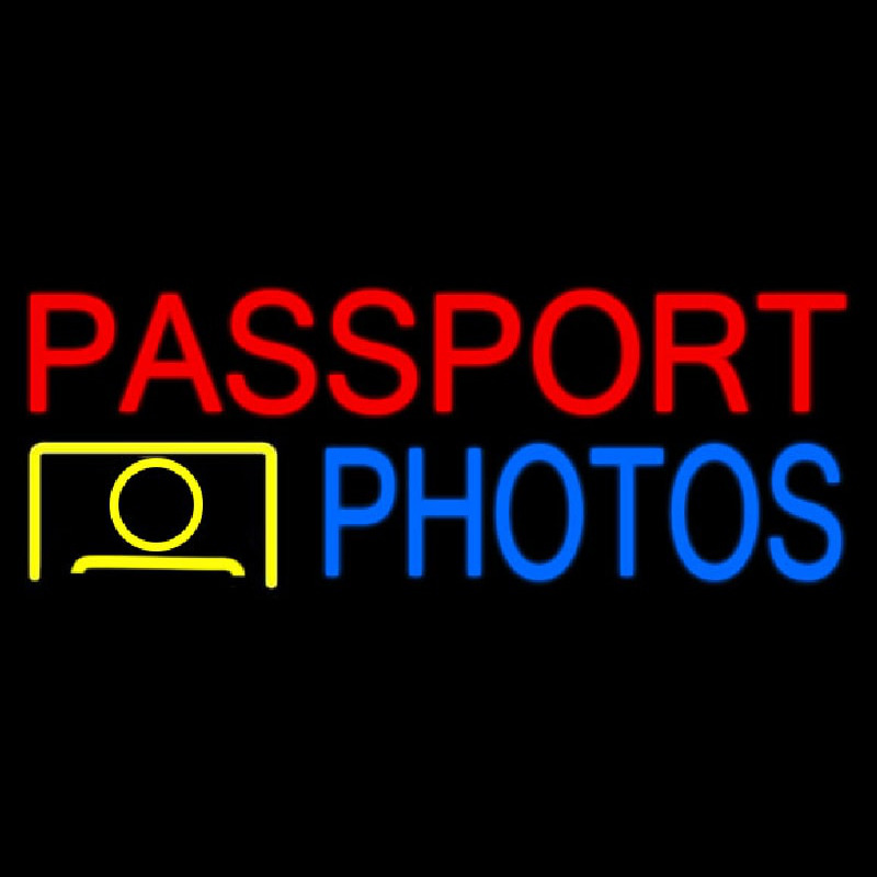 Passport Photos Block Logo Neontábla
