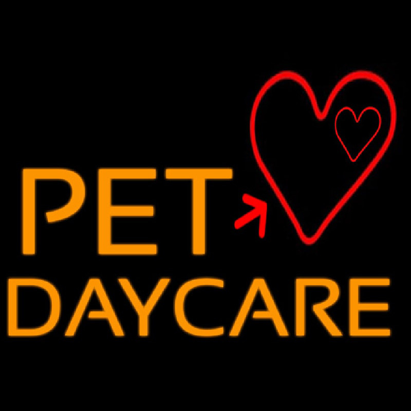 Pet Day Care With Heart Neontábla