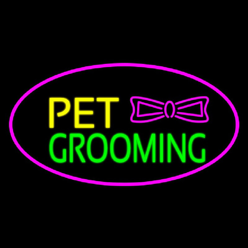 Pet Grooming Logo Oval Purple Neontábla
