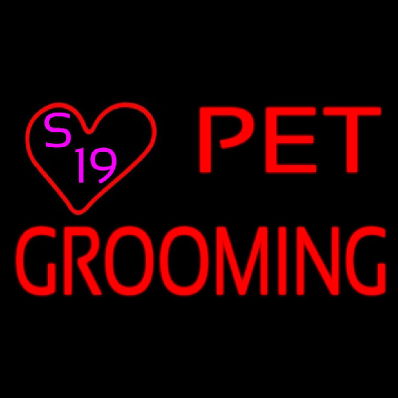 Pet Grooming With Heart Neontábla