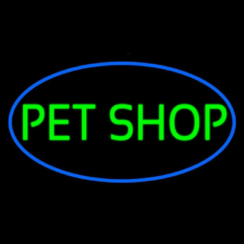 Pet Shop Oval Blue Neontábla