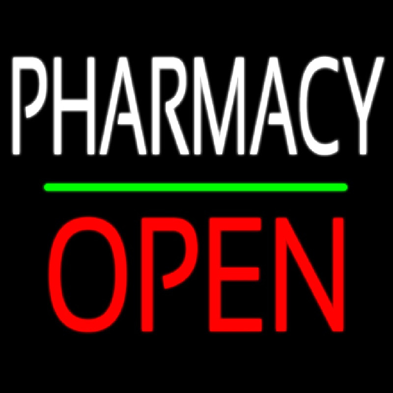 Pharmacy Block Open Green Line Neontábla