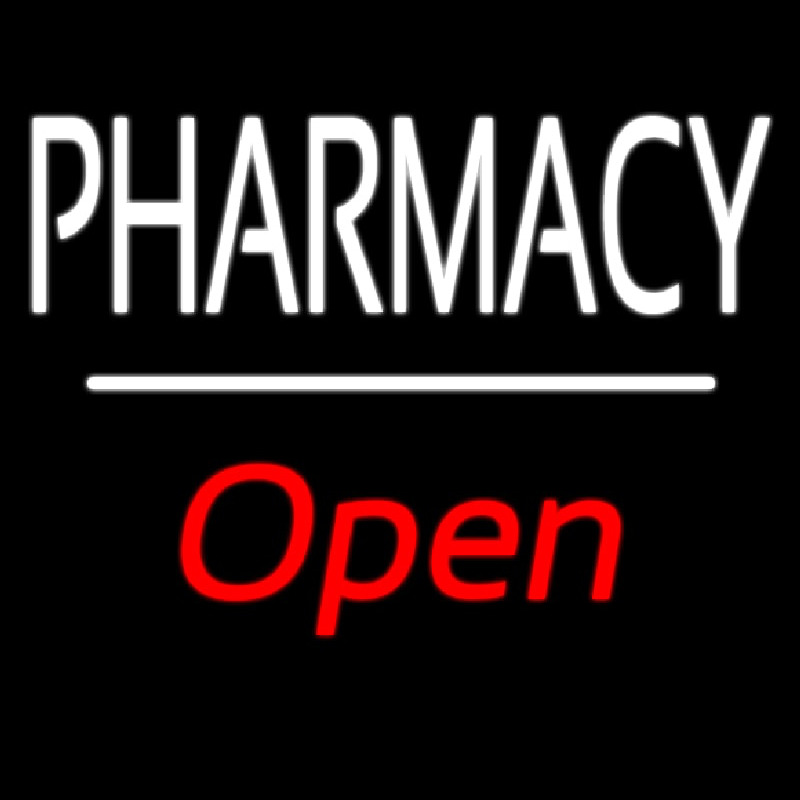 Pharmacy Open White Line Neontábla