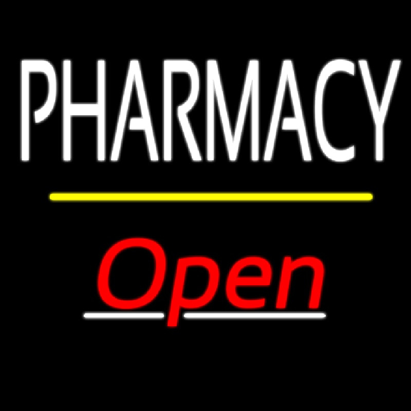 Pharmacy Open Yellow Line Neontábla