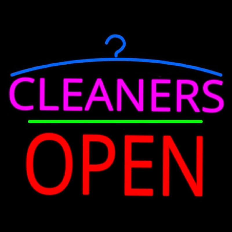 Pink Cleaners Block Open Neontábla