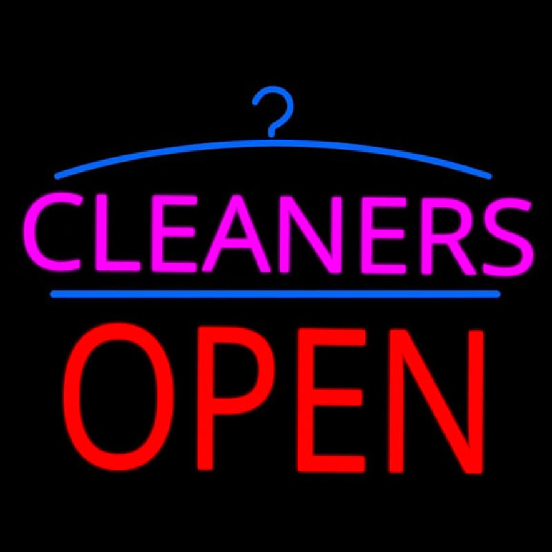 Pink Cleaners Block Red Open Logo Neontábla
