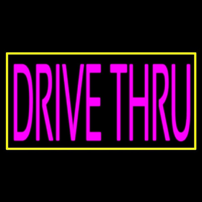 Pink Drive Thru With Yellow Border Neontábla
