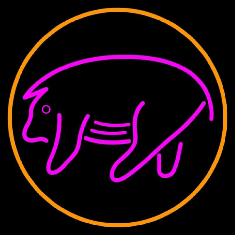 Pink Pig With Circle Neontábla