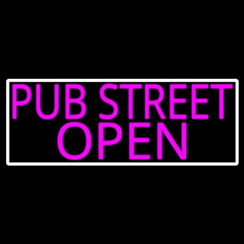 Pink Pub Street Open With White Border Neontábla