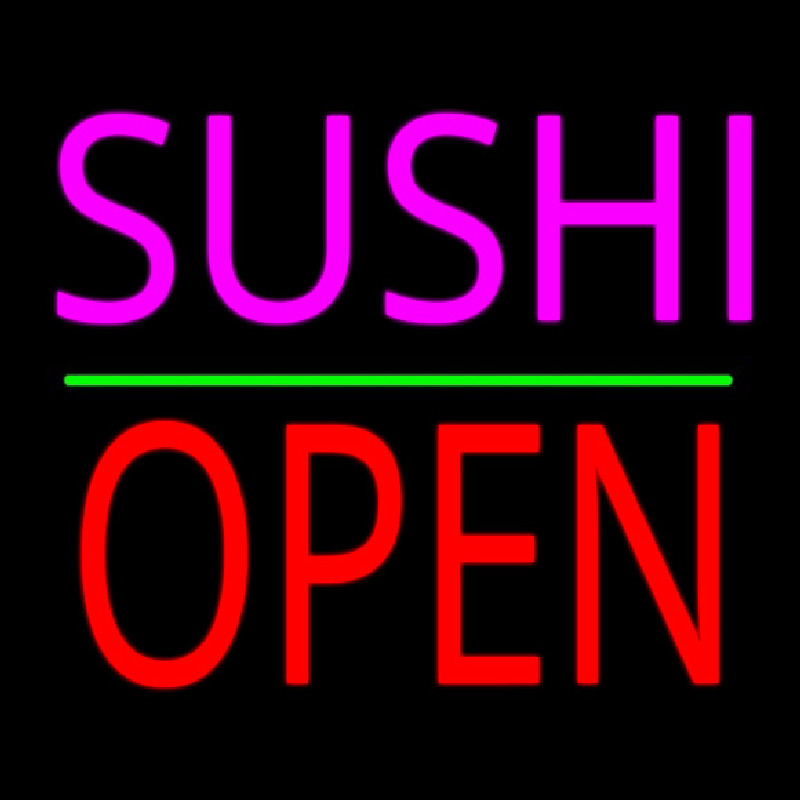 Pink Sushi Block Open Green Line Neontábla
