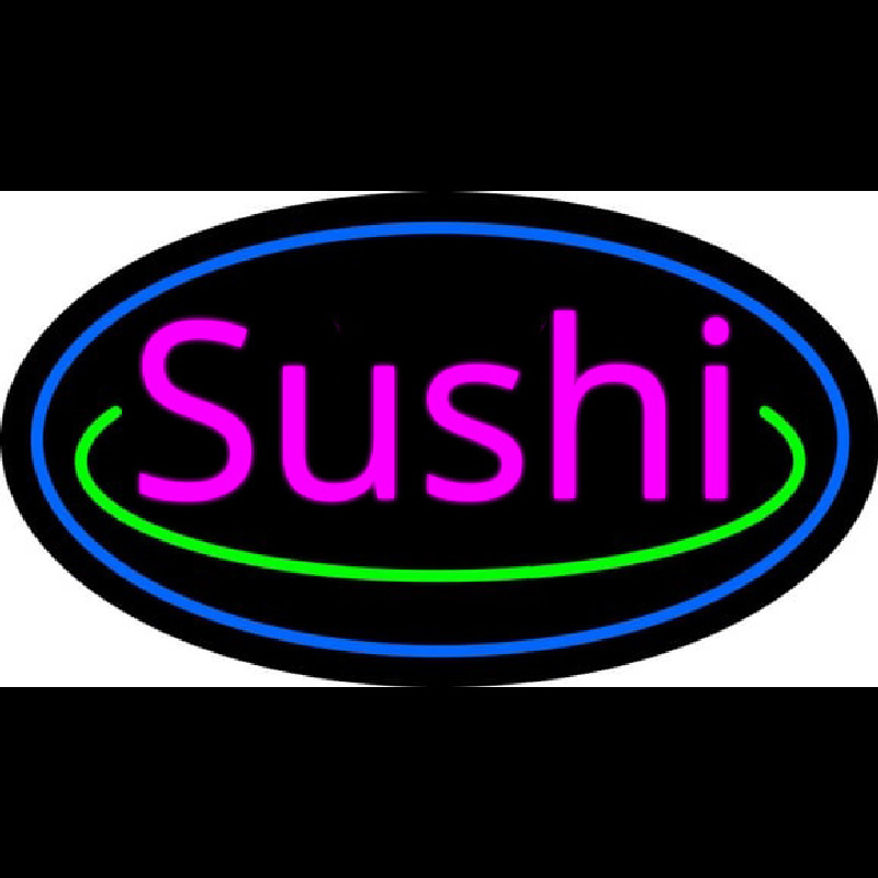 Pink Sushi With Blue Border Neontábla