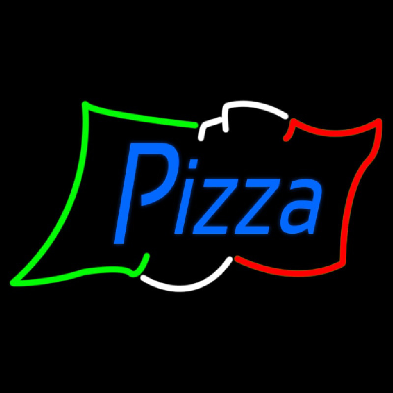 Pizza Blue Script Italian Flag Neontábla