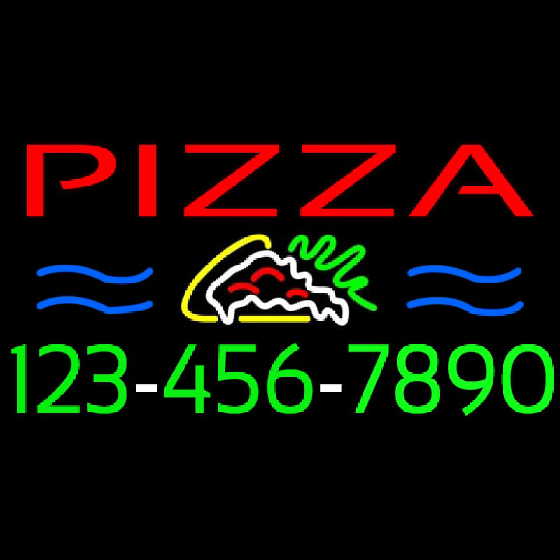 Pizza With Phone Number Neontábla