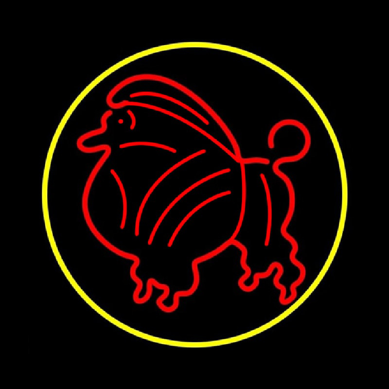 Poodle Dog Yellow Circle Neontábla