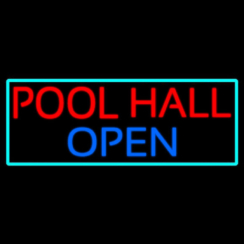 Pool Hall Open With Turquoise Neontábla