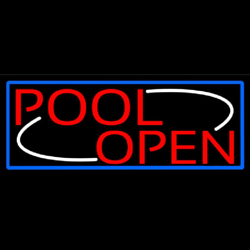 Pool Open With Blue Border Neontábla
