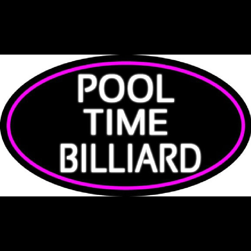 Pool Time Billiard Oval With Pink Border Neontábla