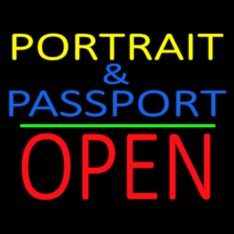 Portrait And Passport With Open 1 Neontábla