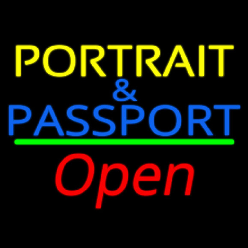 Portrait And Passport With Open 2 Neontábla