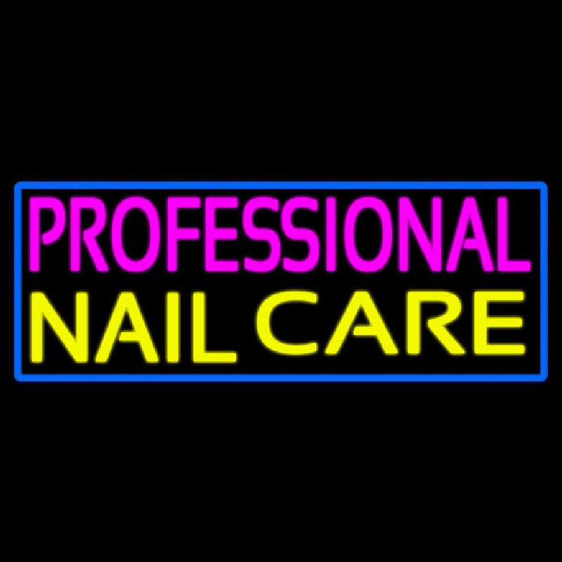 Professional Nail Care With Blue Border Neontábla