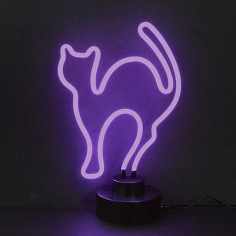 Purple Cat Desktop Neontábla
