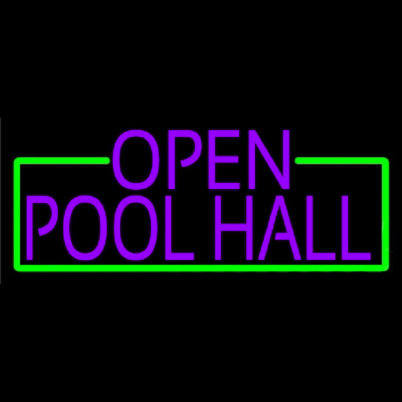 Purple Open Pool Hall With Green Border Neontábla