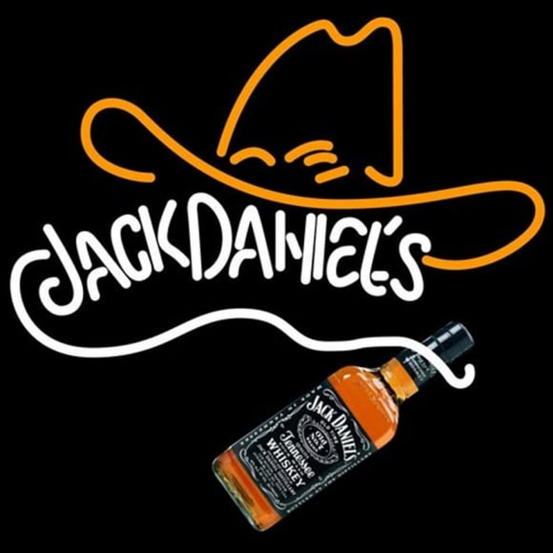 Rare Jack Daniels Whiskey Cowboy Hat Neontábla