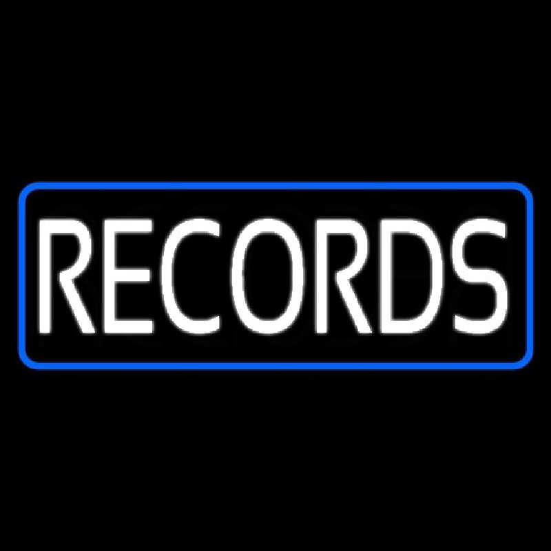 Records Block Blue Border Neontábla