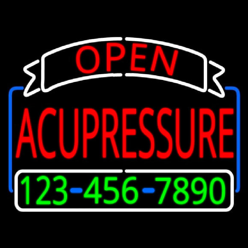 Red Acupressure With Phone Number Neontábla