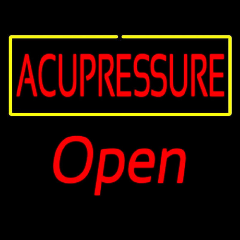Red Acupressure Yellow Border Open Neontábla