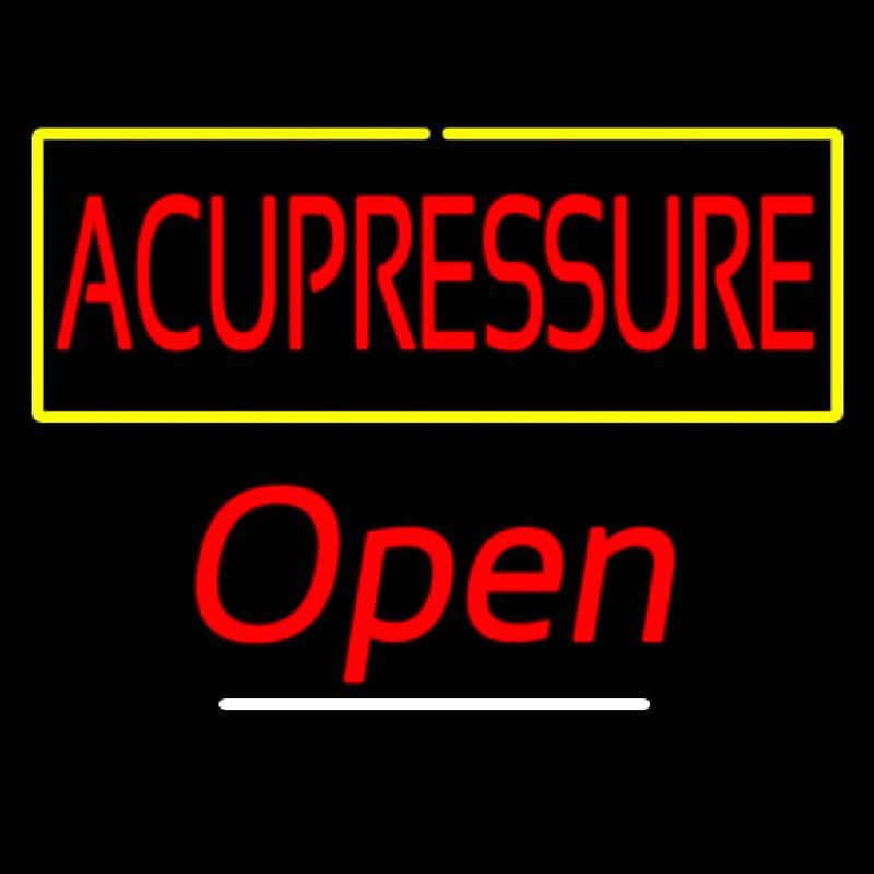 Red Acupressure Yellow Border White Line Open Neontábla