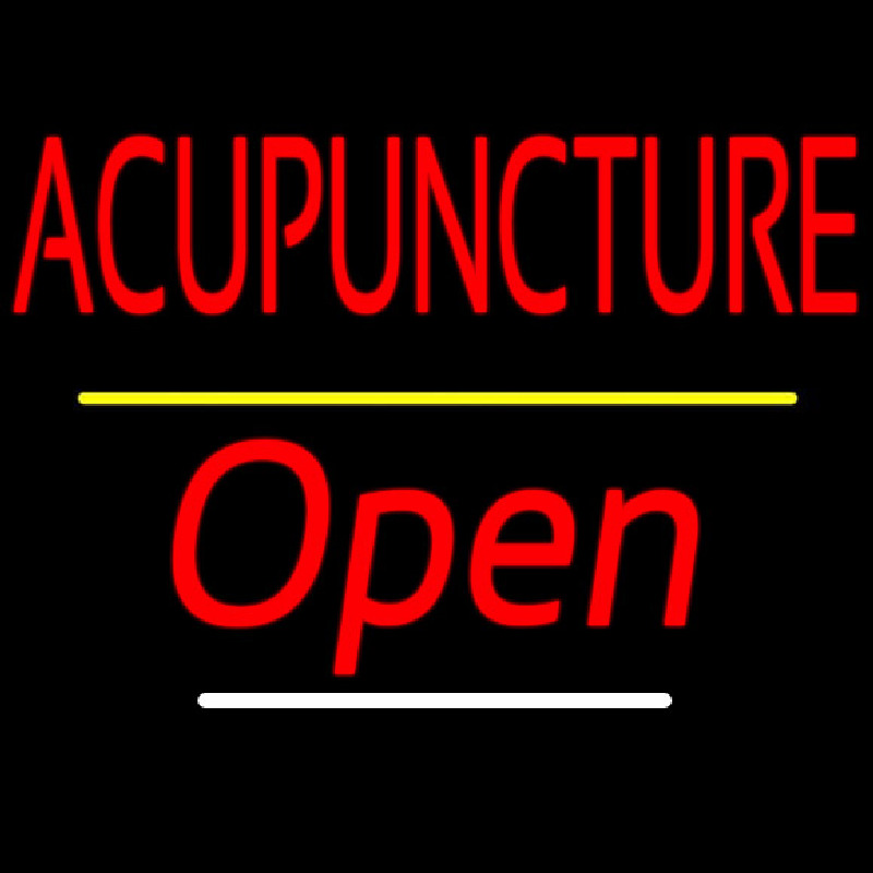 Red Acupuncture Open Yellow Line Neontábla