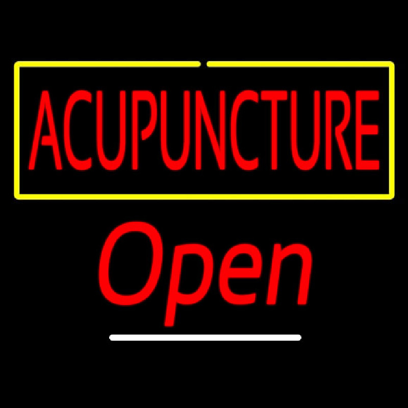 Red Acupuncture With Yellow Border Open Neontábla