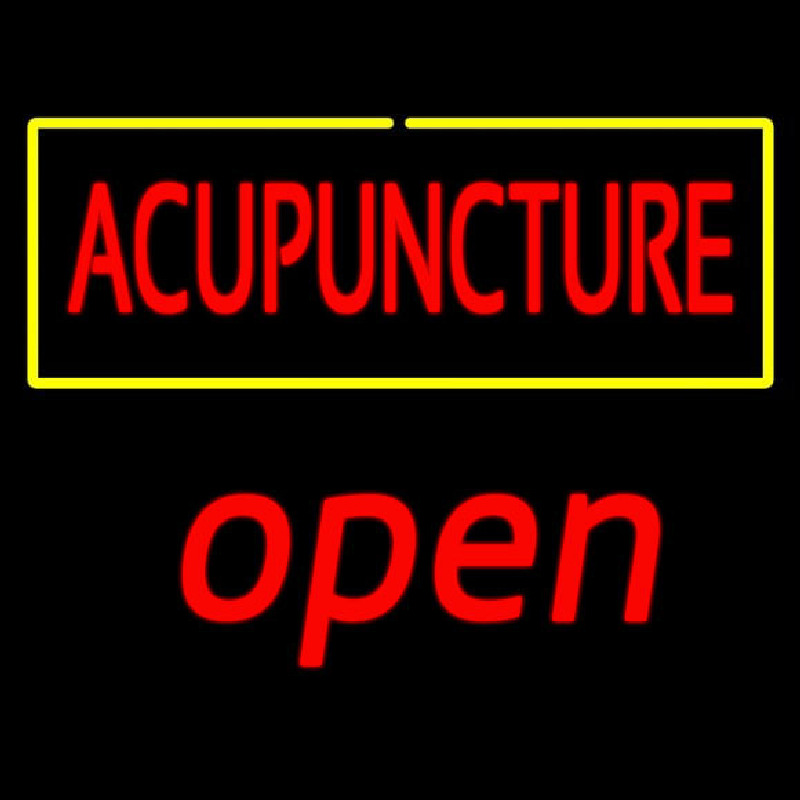 Red Acupuncture Yellow Border Open Neontábla