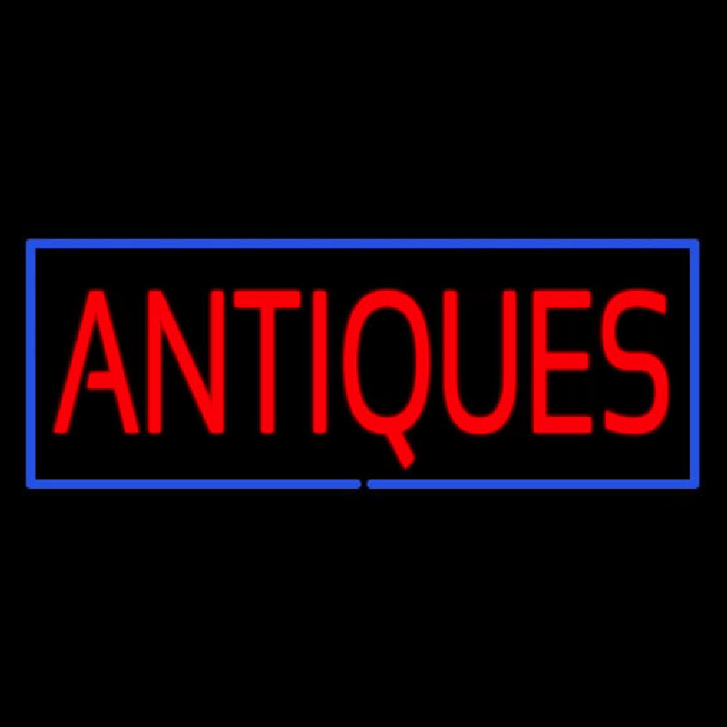 Red Antiques Blue Rectangle Neontábla